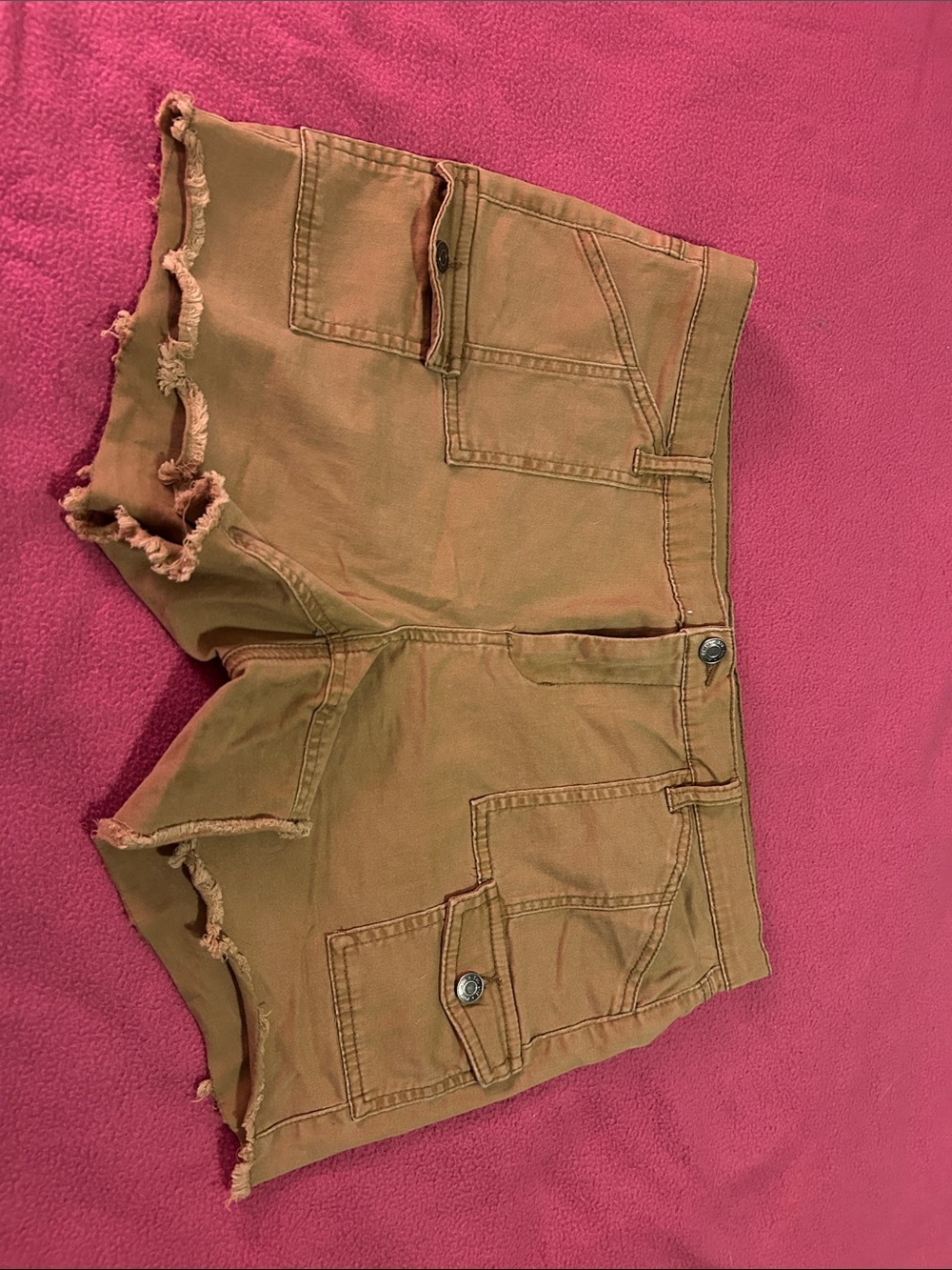 Mudd Women's Frayed Hem Utility Shorts - Brown